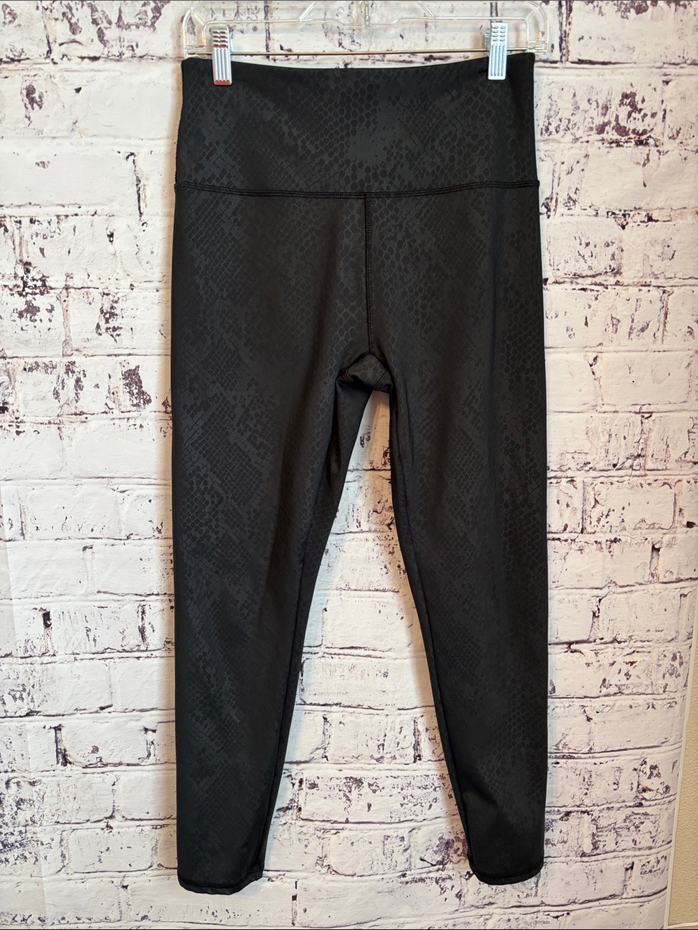 Marika Snake Skin Pattern Black High-Waist Leggings
